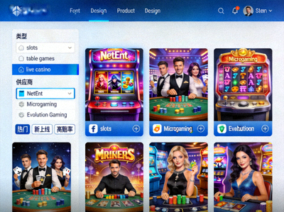 1xBet 電子遊戲分類篩選頁面，可按類型、供應商等條件查找遊戲
